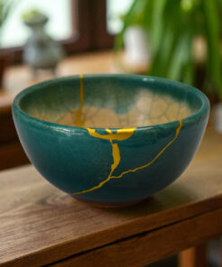 Bol bleu turquoise et Kintsugi