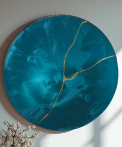 "Fractale : Azur" –  Œuvre en Verre turquoise et Or