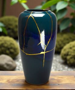 Vase bleu Kintsugi