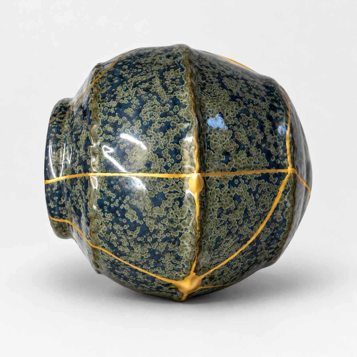 petit vase bleu gris 10 | Kintsugi by Myriam GREFF