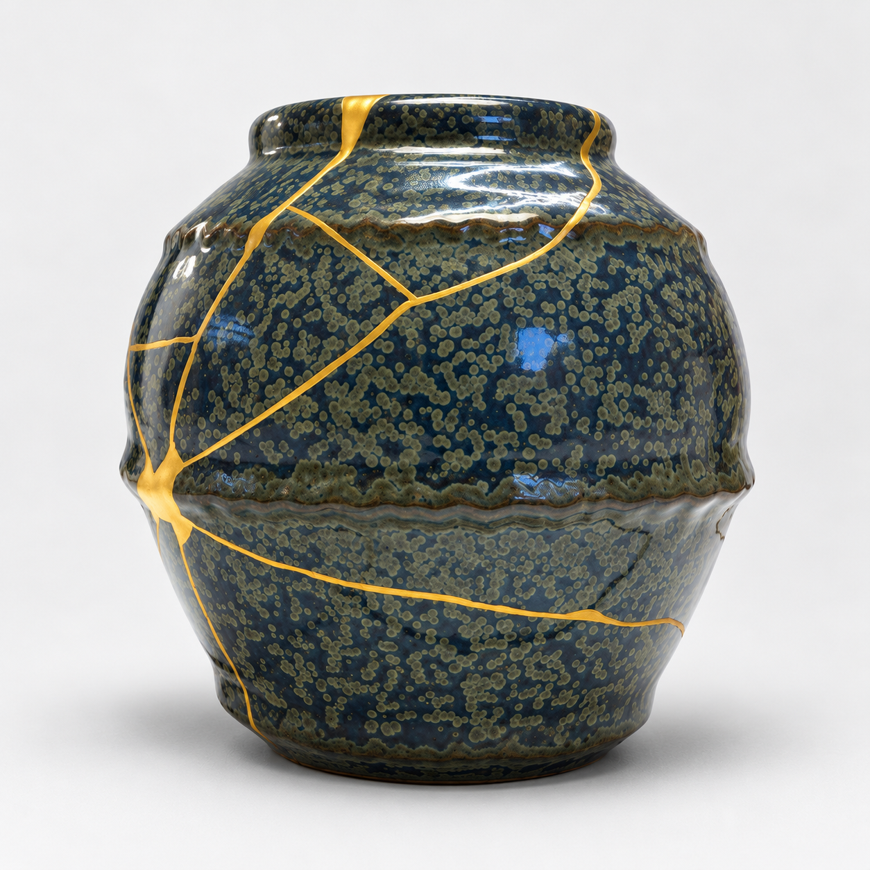 petit vase bleu gris 2 | Kintsugi by Myriam GREFF