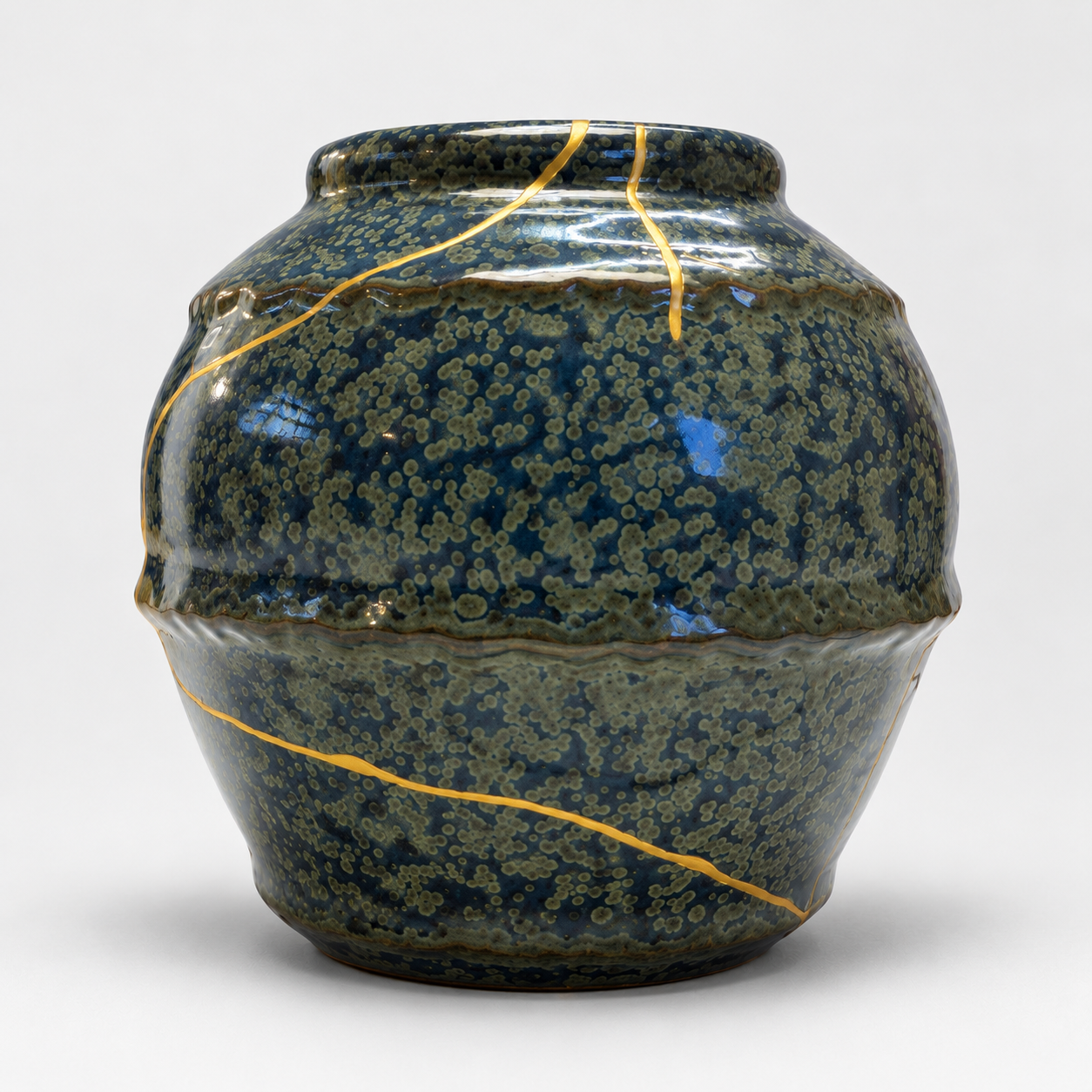 petit vase bleu gris 3 | Kintsugi by Myriam GREFF