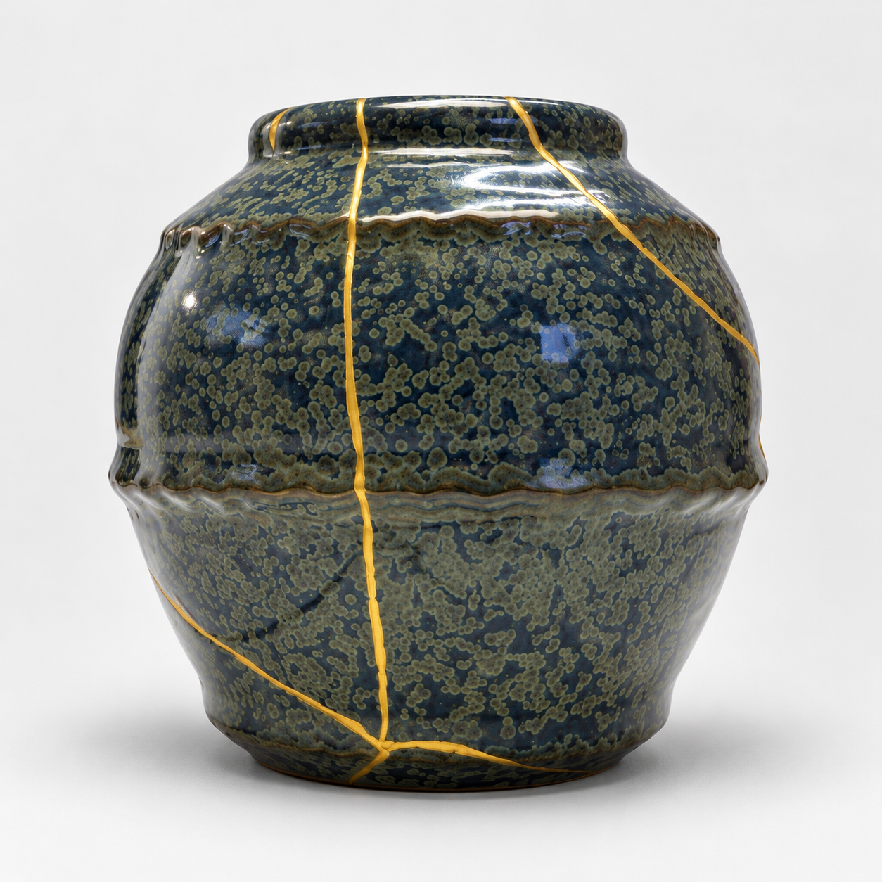 petit vase bleu gris 4 | Kintsugi by Myriam GREFF