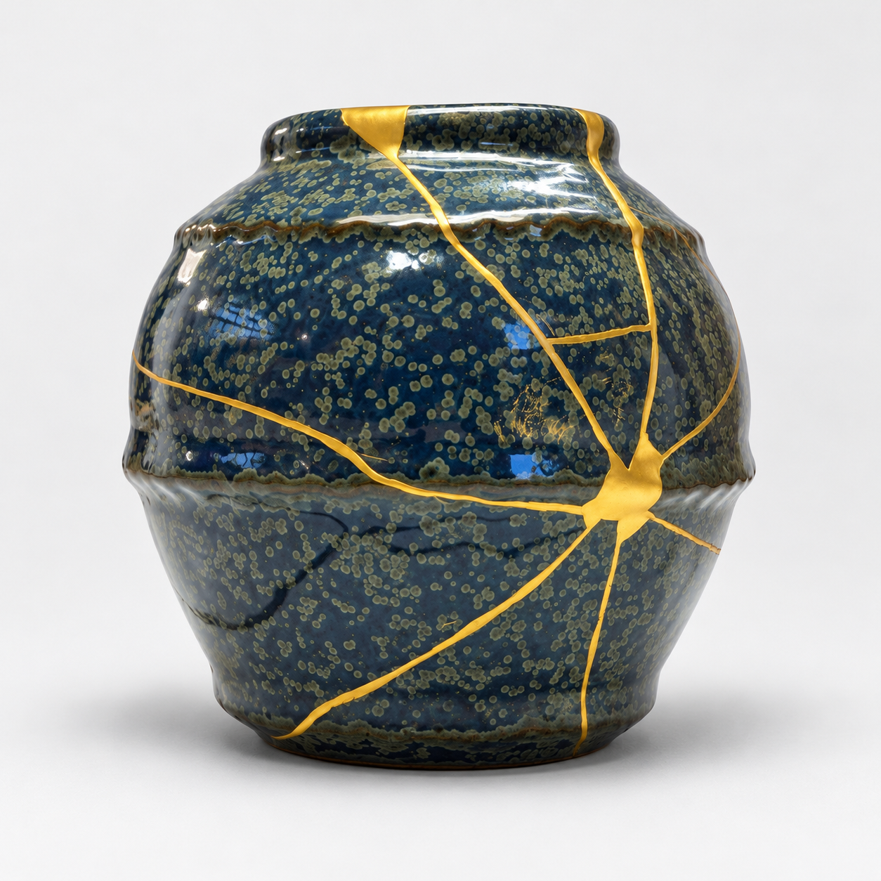 petit vase bleu gris 6 | Kintsugi by Myriam GREFF