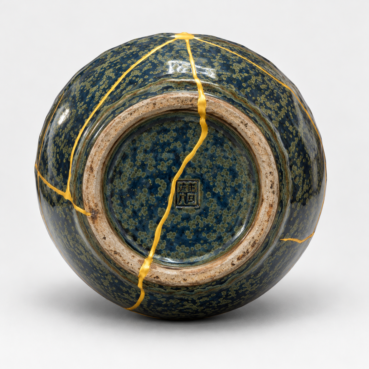 petit vase bleu gris 8 | Kintsugi by Myriam GREFF
