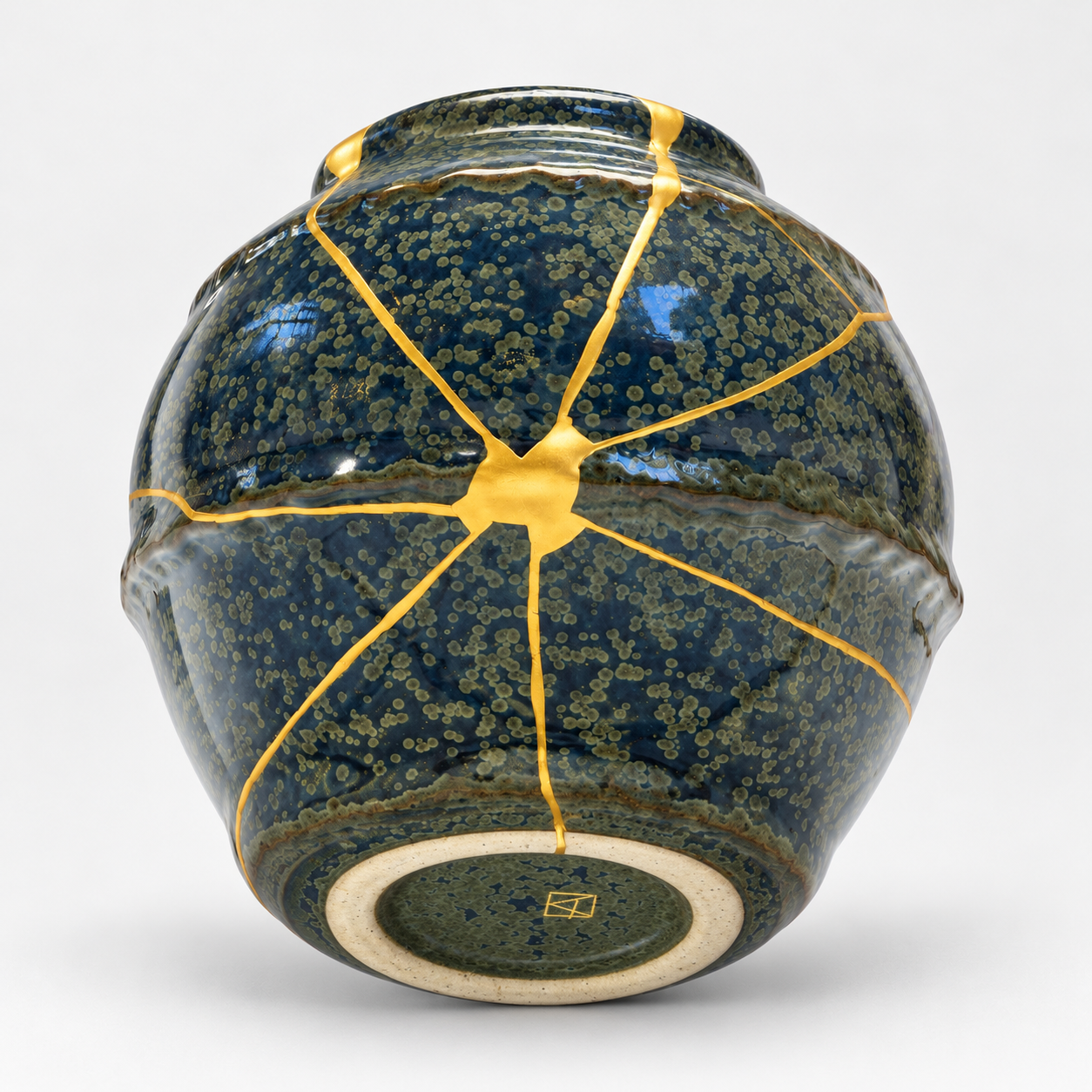 petit vase bleu gris 9 | Kintsugi by Myriam GREFF